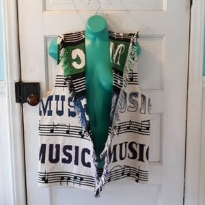 Music notes cardigan vest